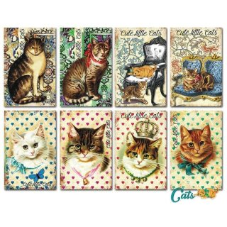 Junk Journal Mini Cards Katzen 24 Bogen