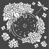 Schablone Stencil Mixed Media Uhr Blüten
